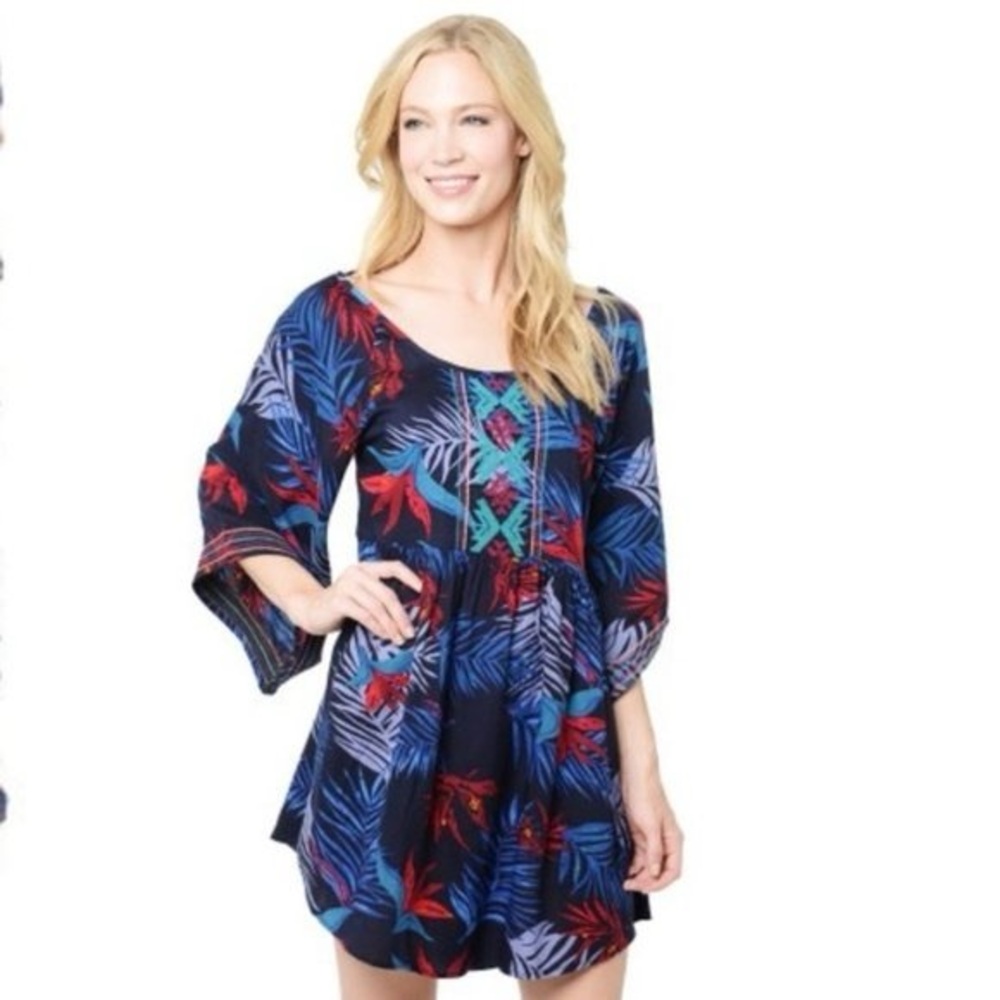 Roxy Multicolor Leaf Pattern Dress - image 1